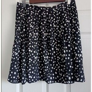 Forever 21 Womens A Line Polka Dot Mini Skirt Pleated Black White Size L
